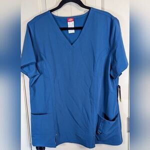 Dickies Xtreme Stretch V-Neck Short Sleeve Scrub Top Blue Size 2X NWT